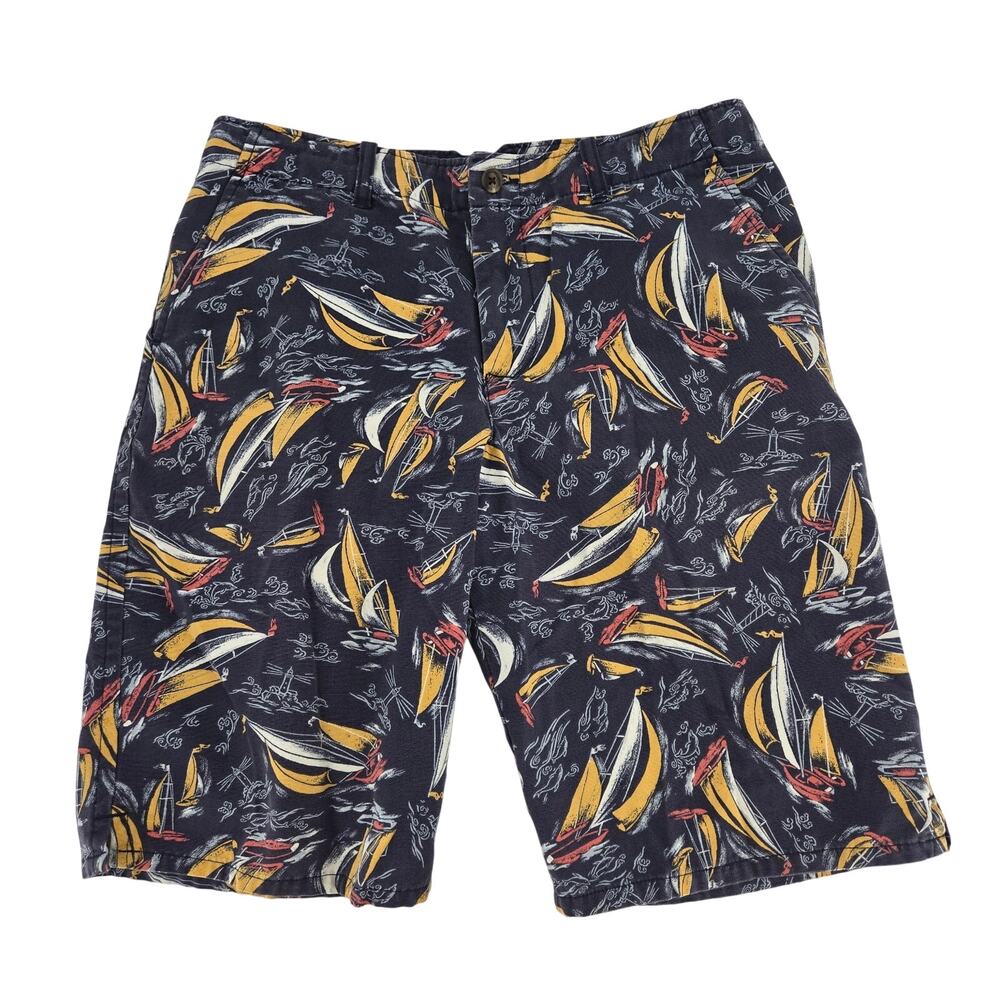 Ralph Lauren Polo boys size 18 sailing print shorts navy blue yellow nautical